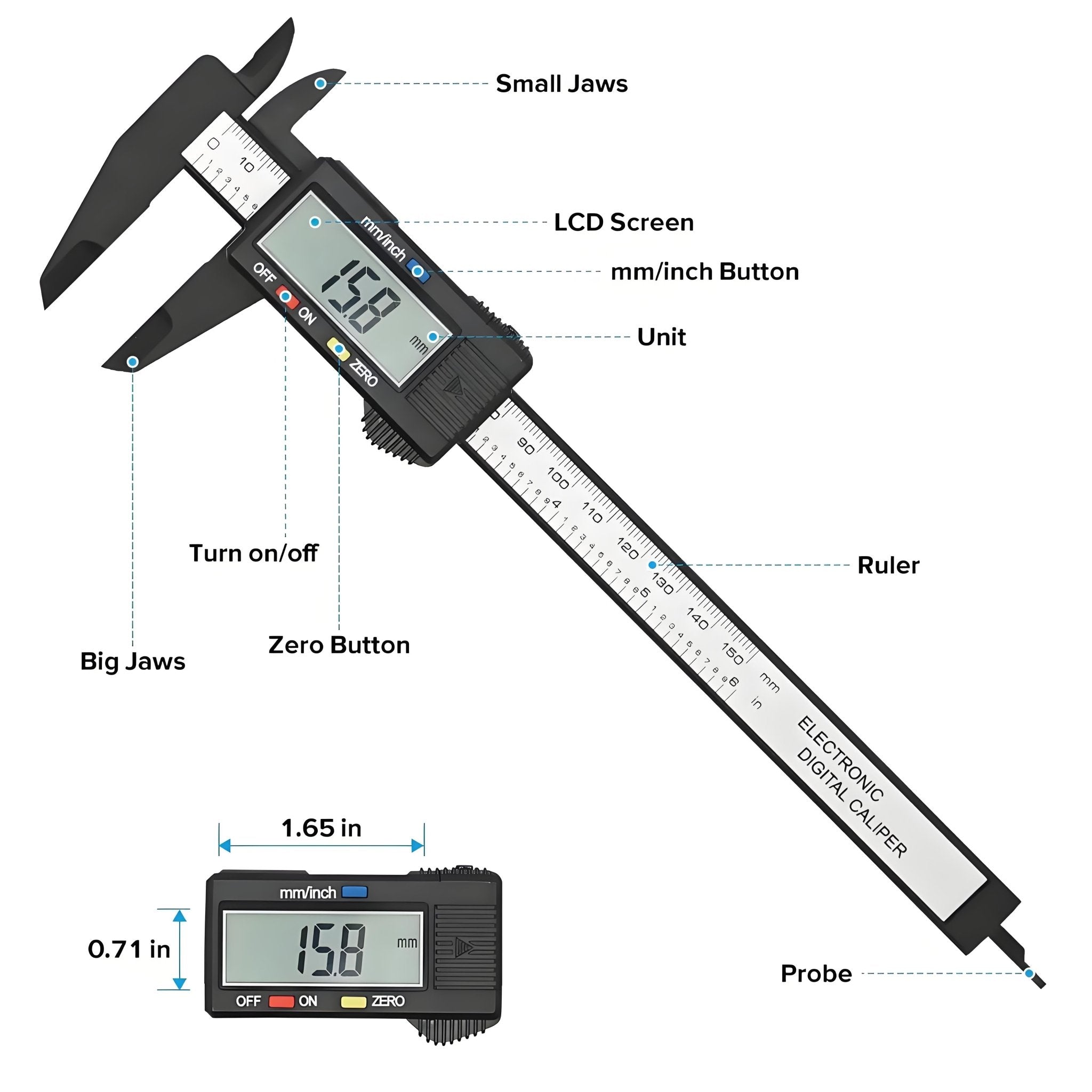 150mm 100mm Electronic Digital Caliper  Dial Vernier Caliper Gauge Micrometer Measuring Tool Digital Ruler