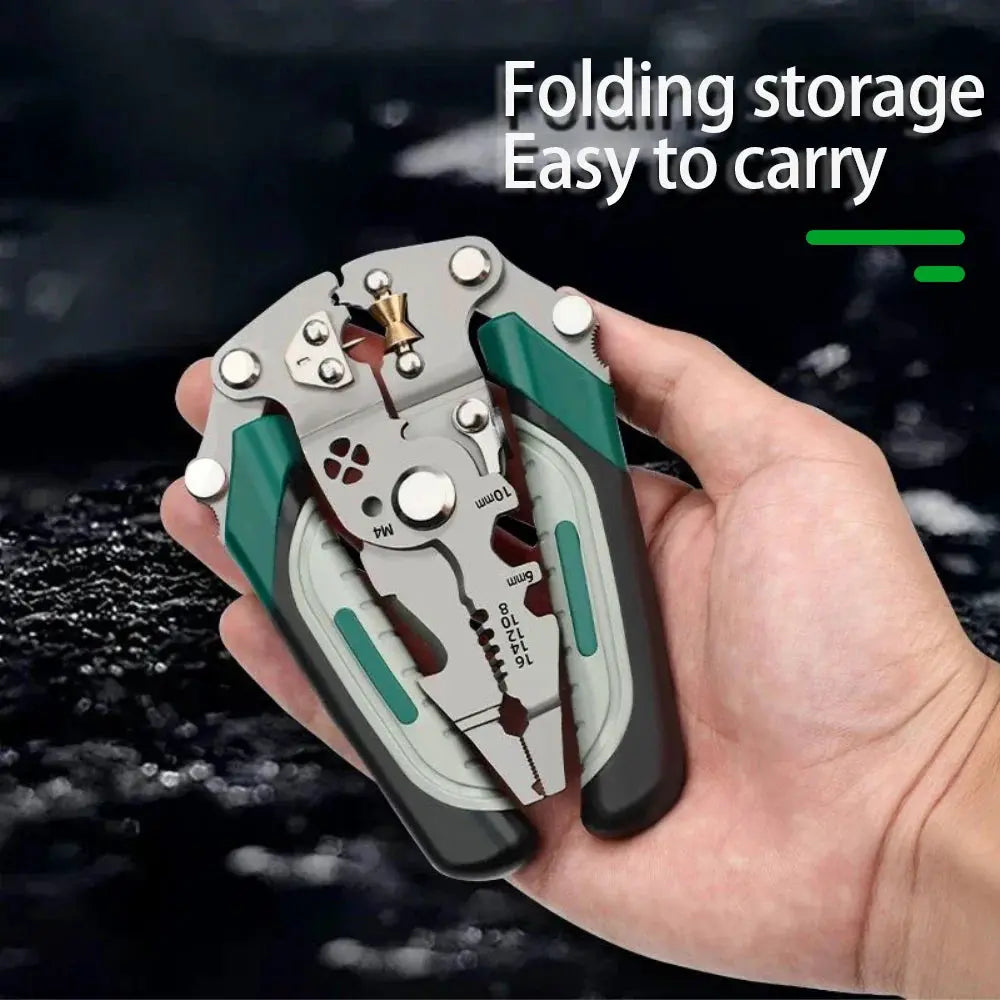 SmartFold Foldable Multi-Function Pulley Design Wire Stripper and Crimper