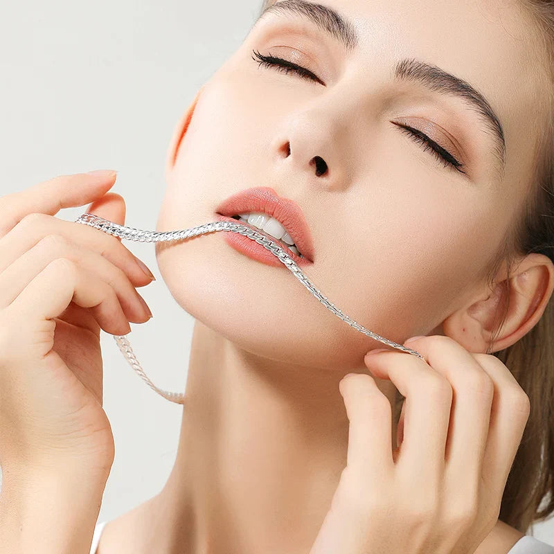 18K Gold/Silver 6mm Full Sideways Necklace - 8/18/20/24 Inch Chain for Women & Men: Fashion Wedding Engagement Jewelry