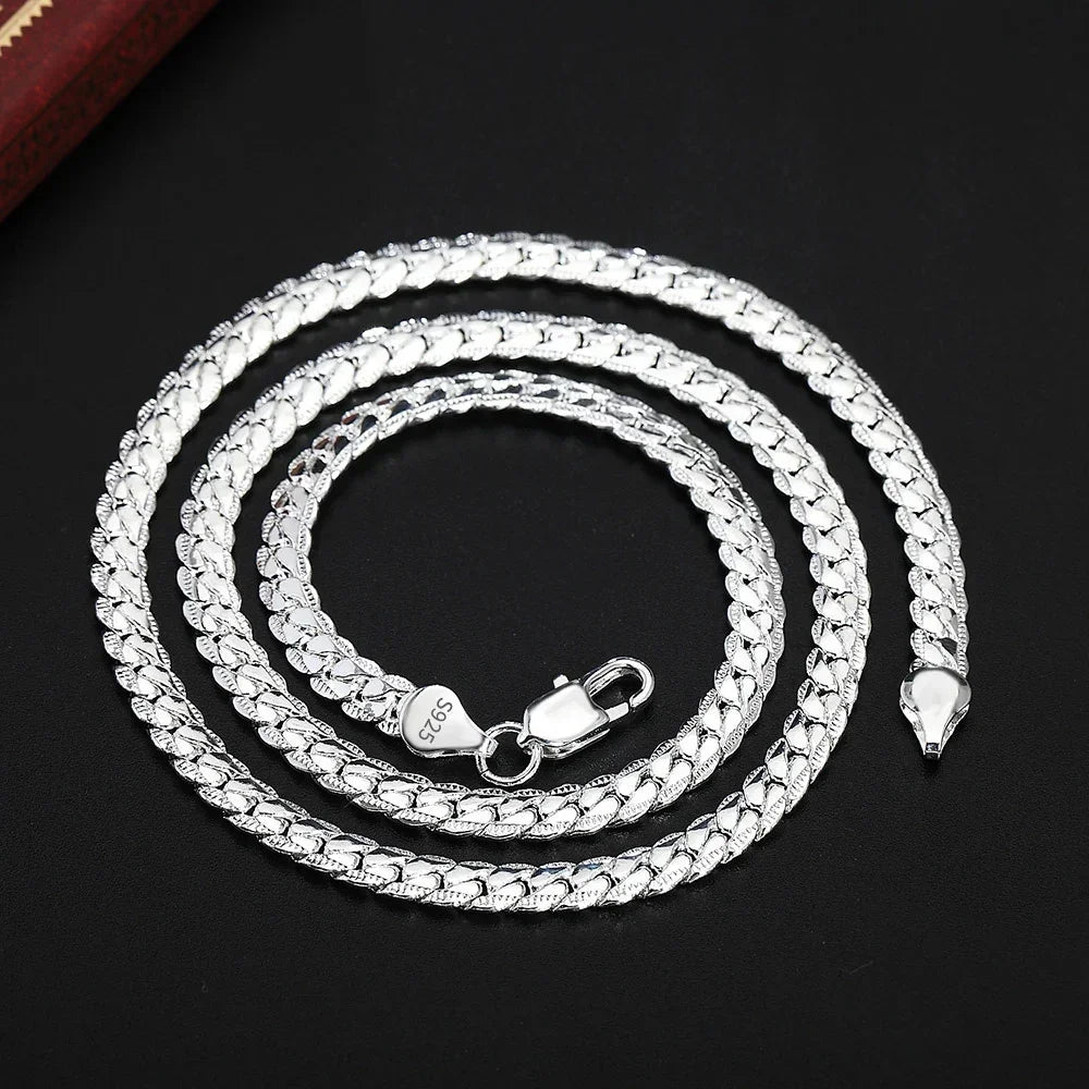 18K Gold/Silver 6mm Full Sideways Necklace - 8/18/20/24 Inch Chain for Women & Men: Fashion Wedding Engagement Jewelry